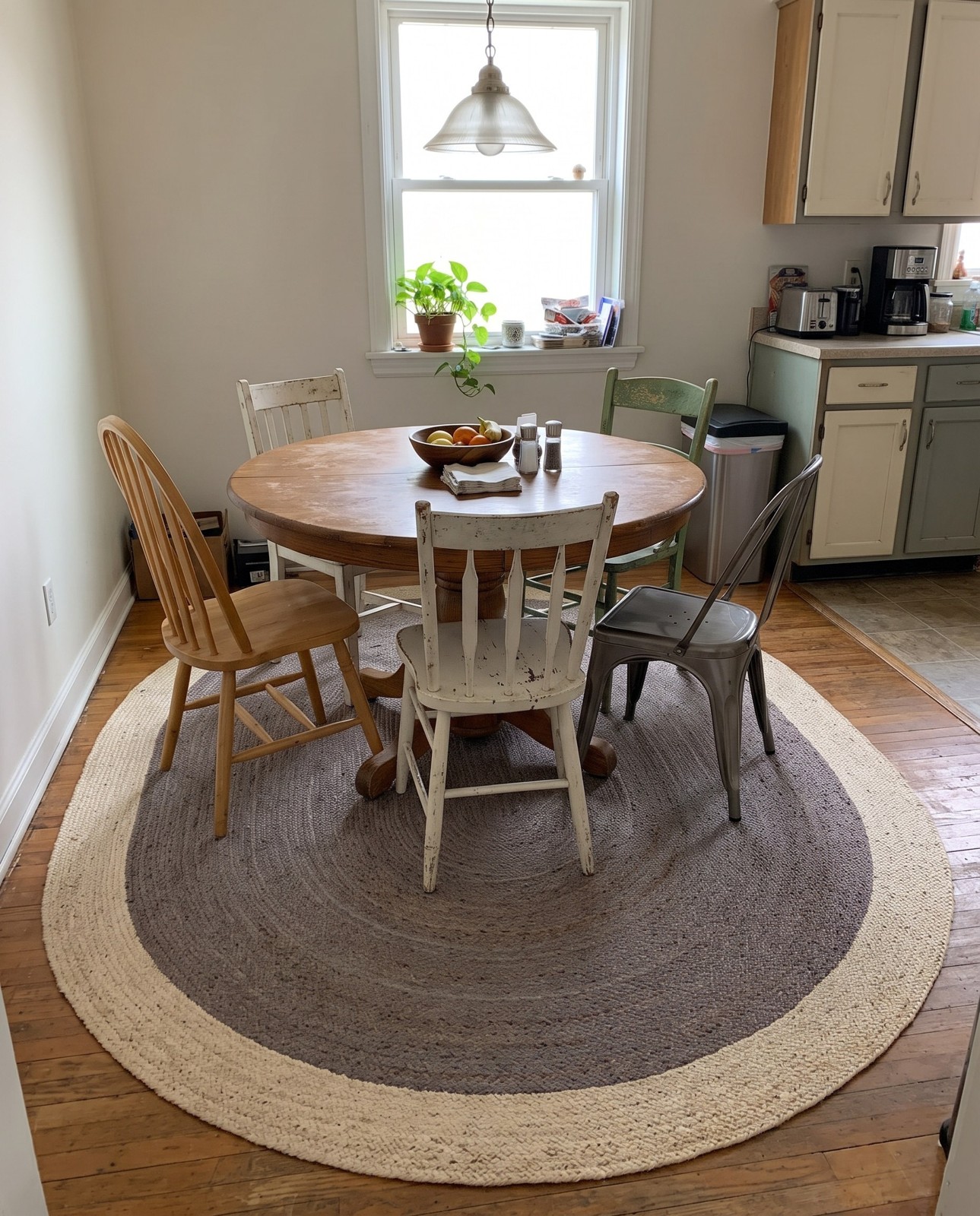 7' 10 x 10' Valerian · Border Braided Jute Rug, gray and natural white