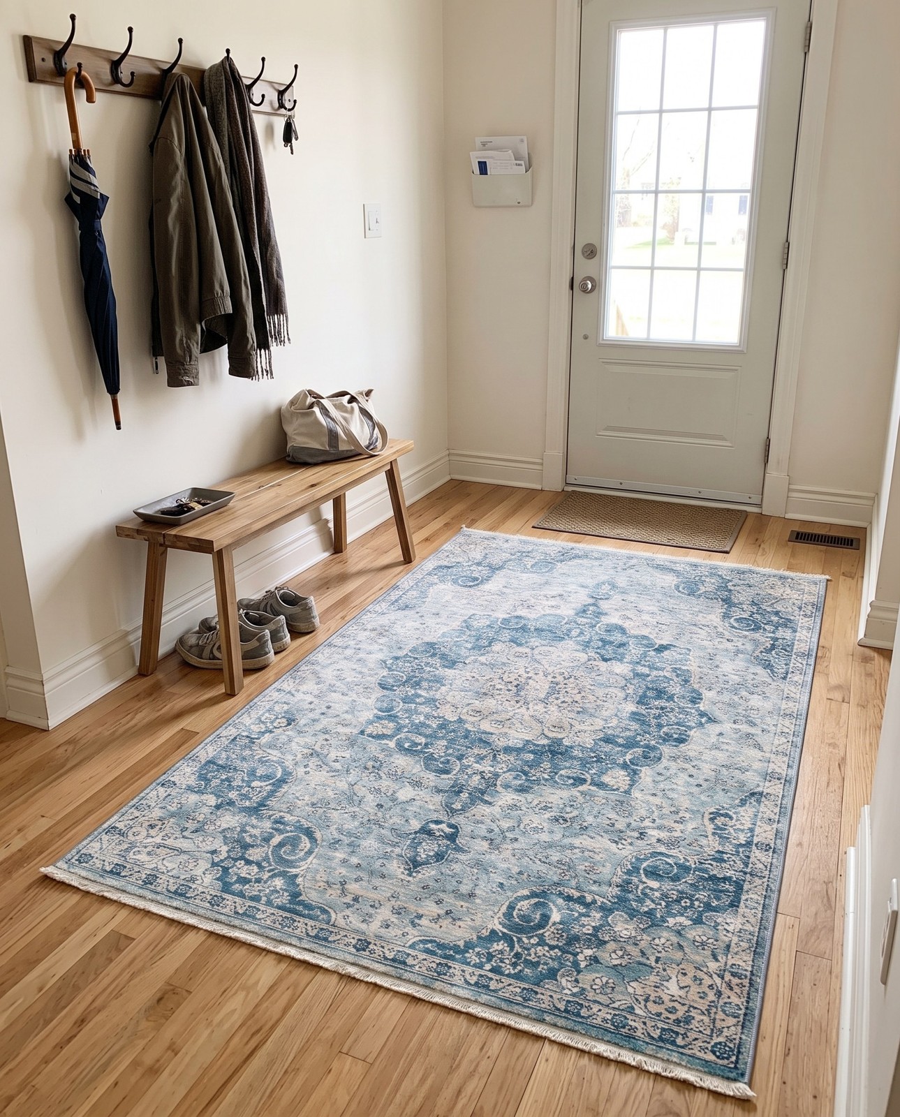 Detail image of 5' 3 x 8' Stanford · Border rug, navy