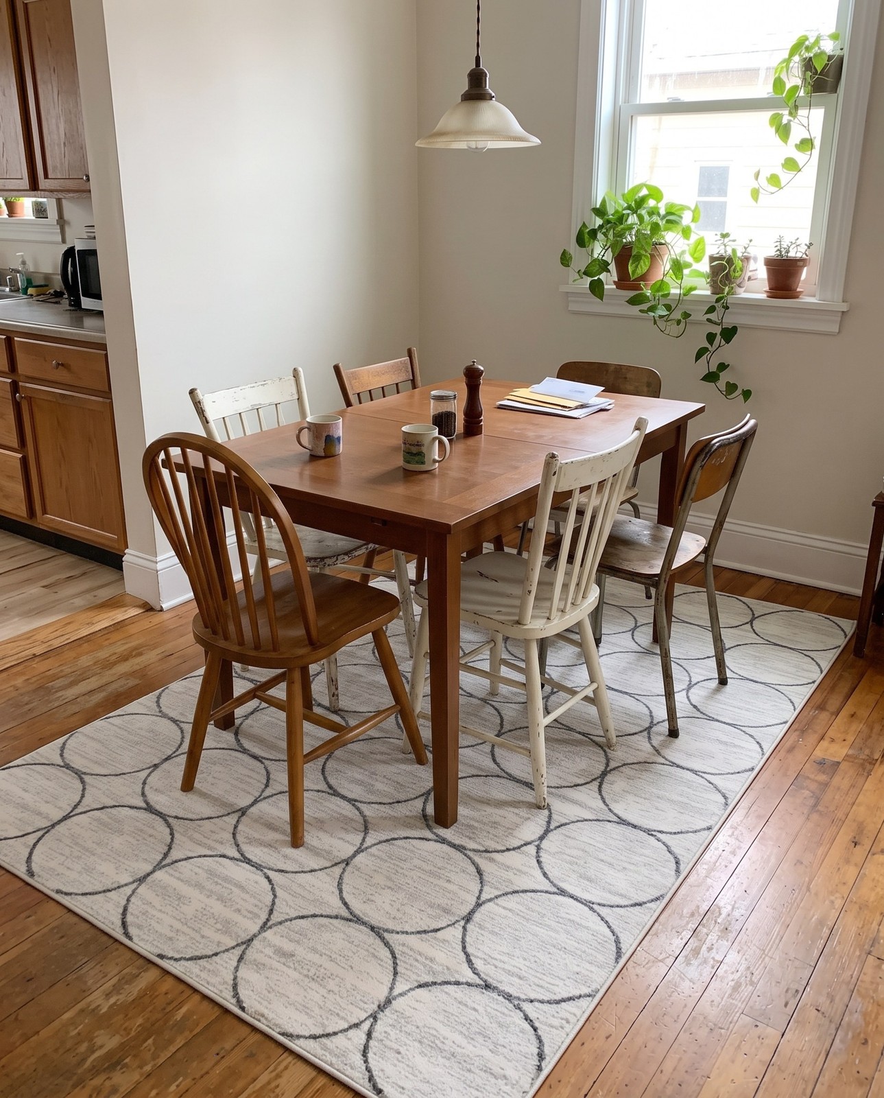 Detail image of 7' x 10' Corvallis · Geometric lattice rug, white and gray