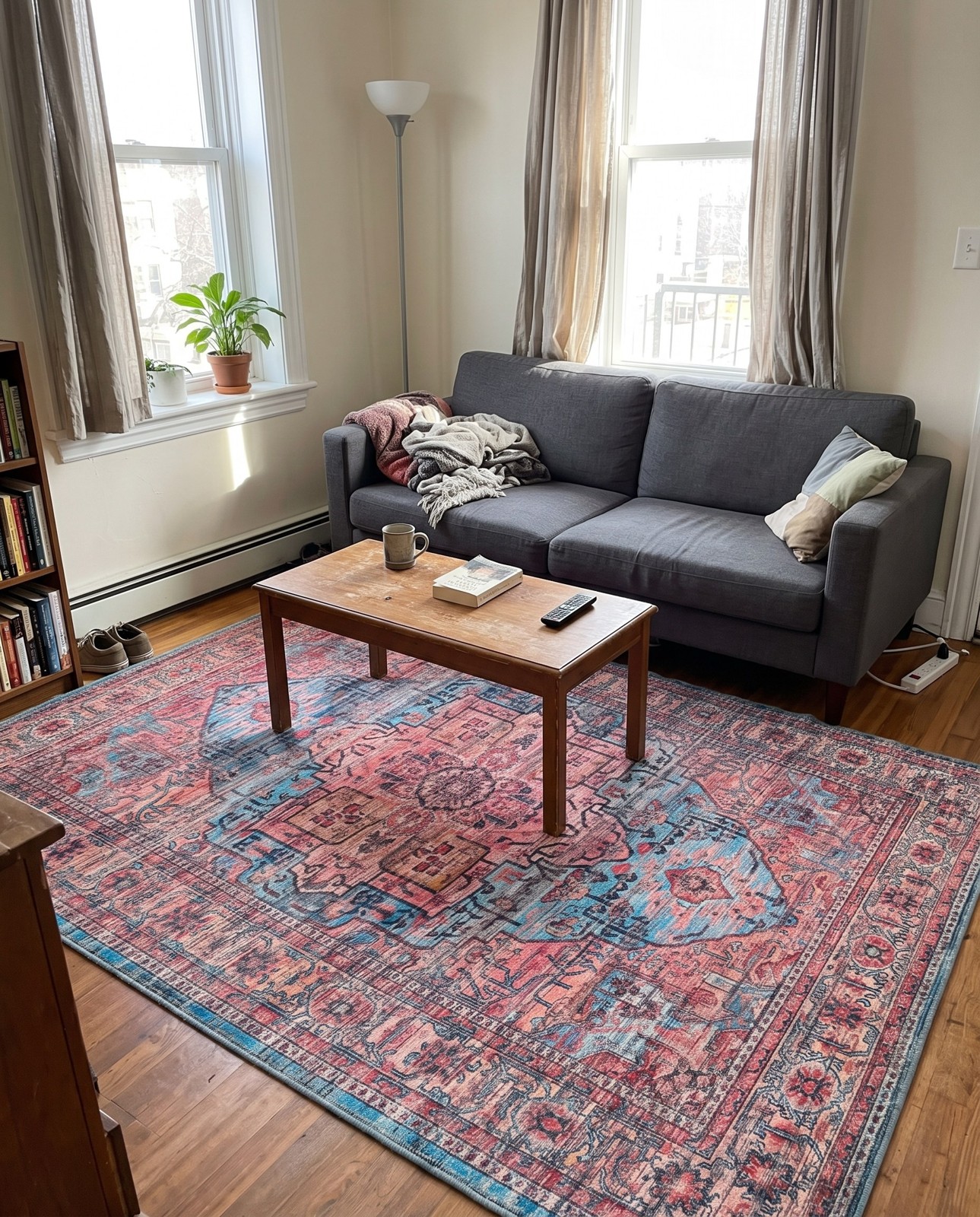Detail image of 10' 6 x 13' Sawyer · Border Washable Rug, blue