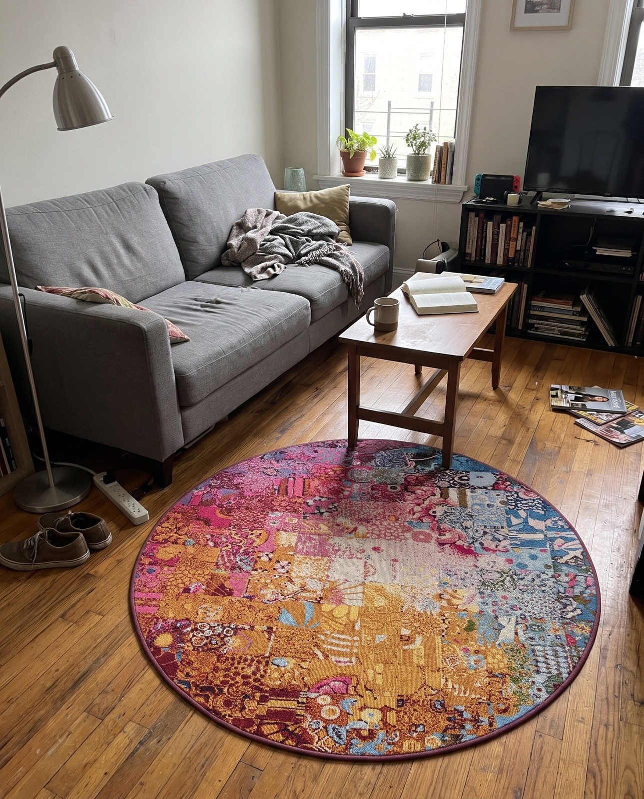 3' x 3' Plover · Floral collage Outdoor Rug, pink and multi