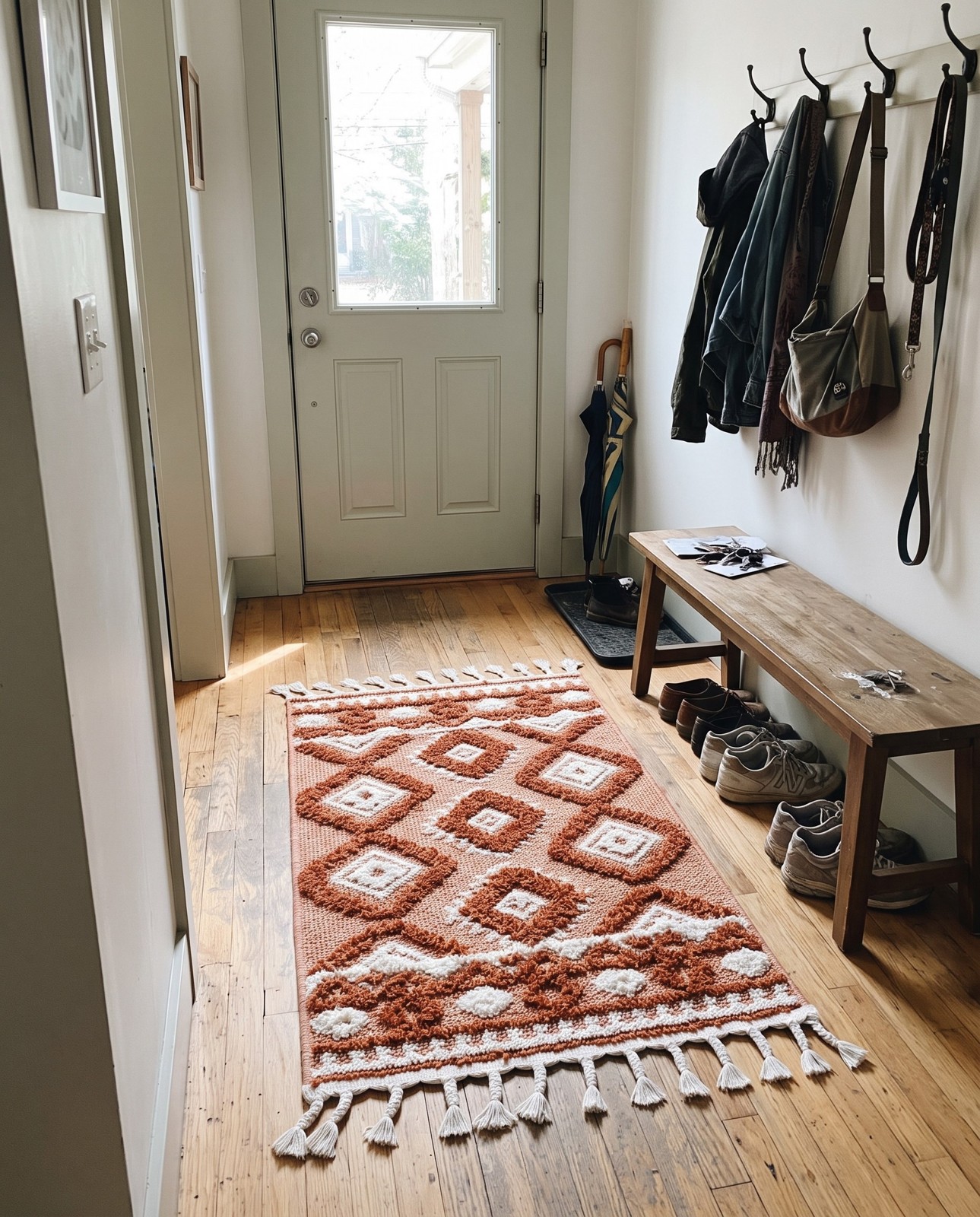 2' x 3' Bernard · Geometric rug, rust and ivory