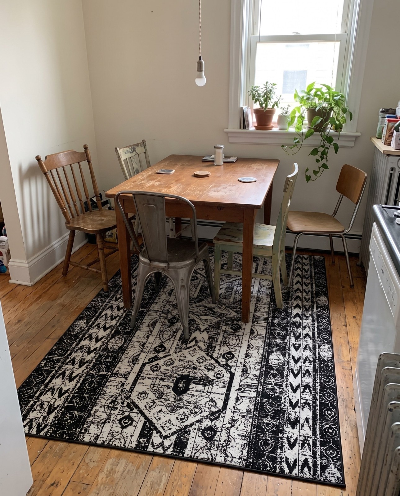 10' x 13' Grouse · Tribal medallion rug, black and white
