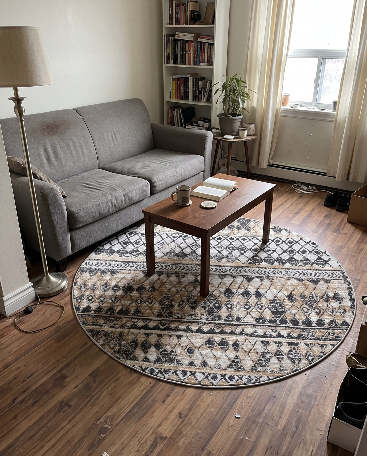 8' x 11' Collier · Tribal diamond rug, beige and brown