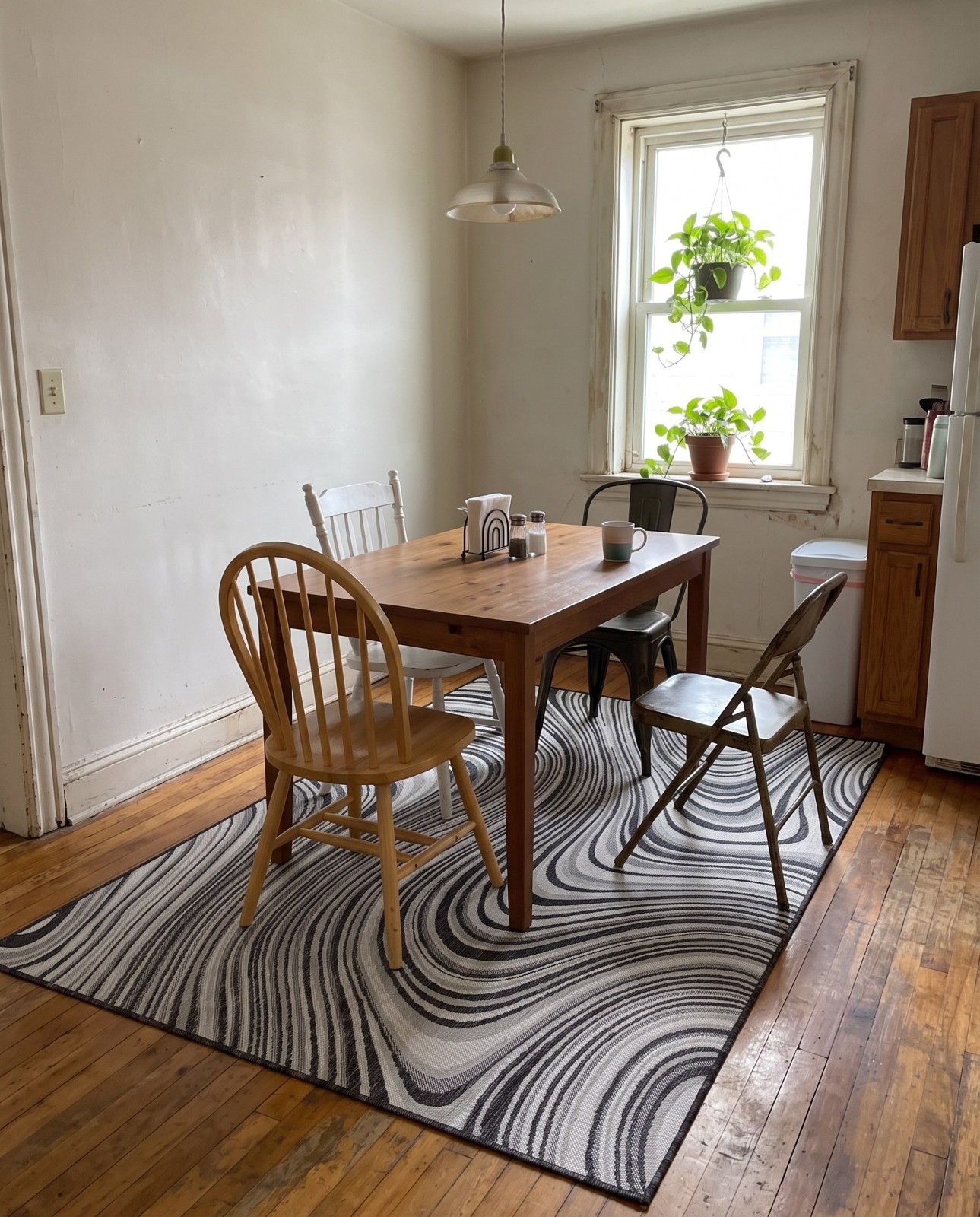 Detail image of 4' x 6' Lander · Swirl Outdoor Rug, charcoal and ivory