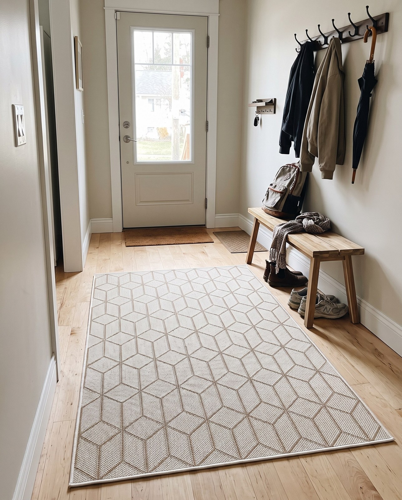 6' 1 x 9' Jasper · Geometric diamond Outdoor Rug, beige and cream