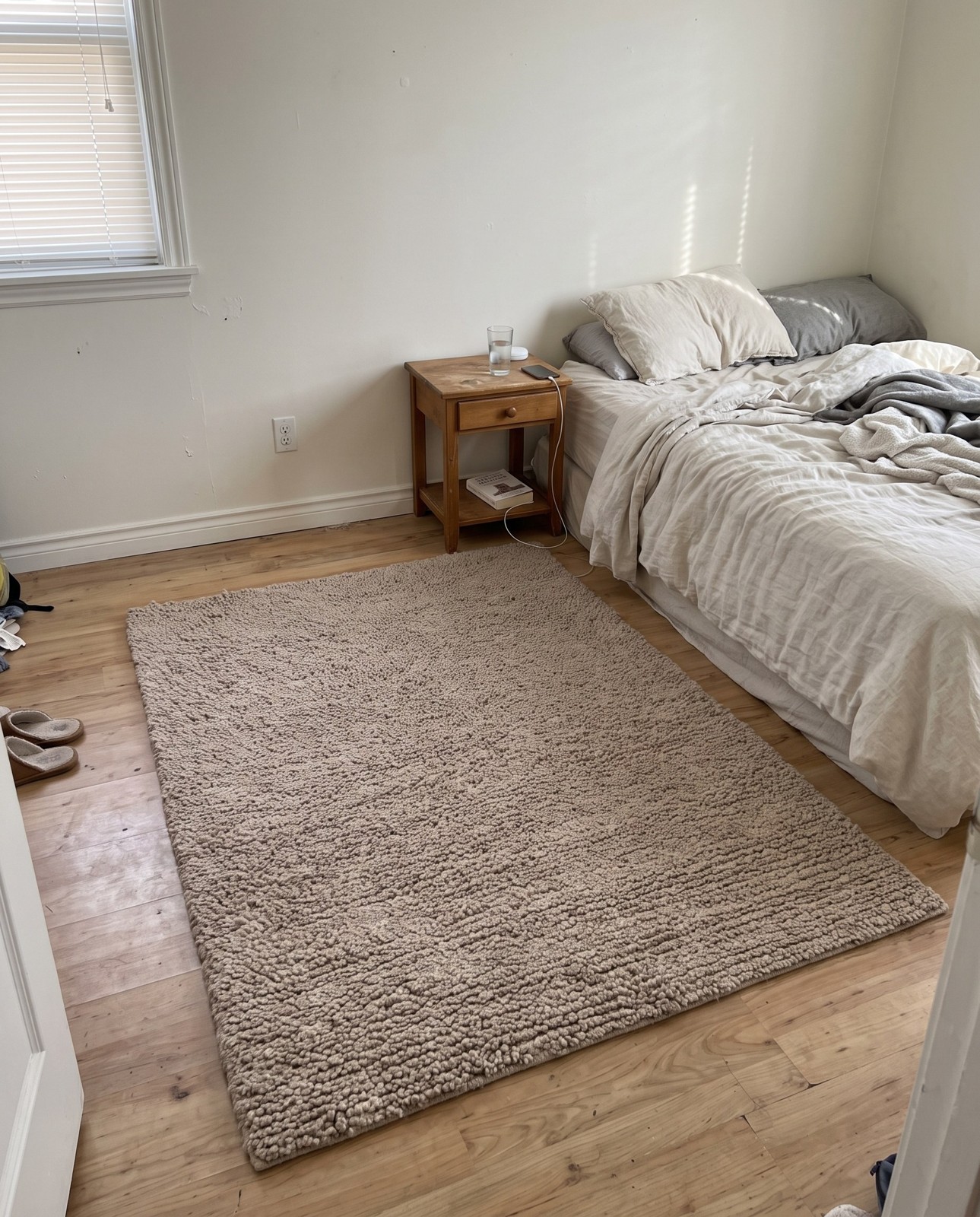 5' 1 x 7' 1 Powell · Solid Wool Shag Rug, taupe