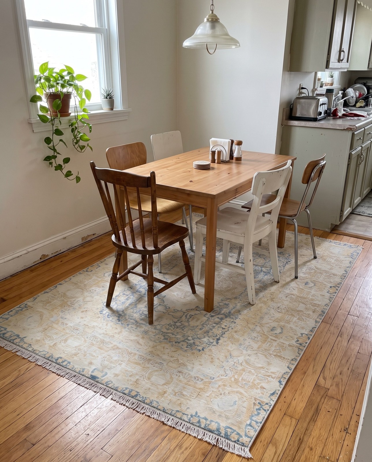 2' x 3' 1 Gosnell · Border rug, blue and ivory