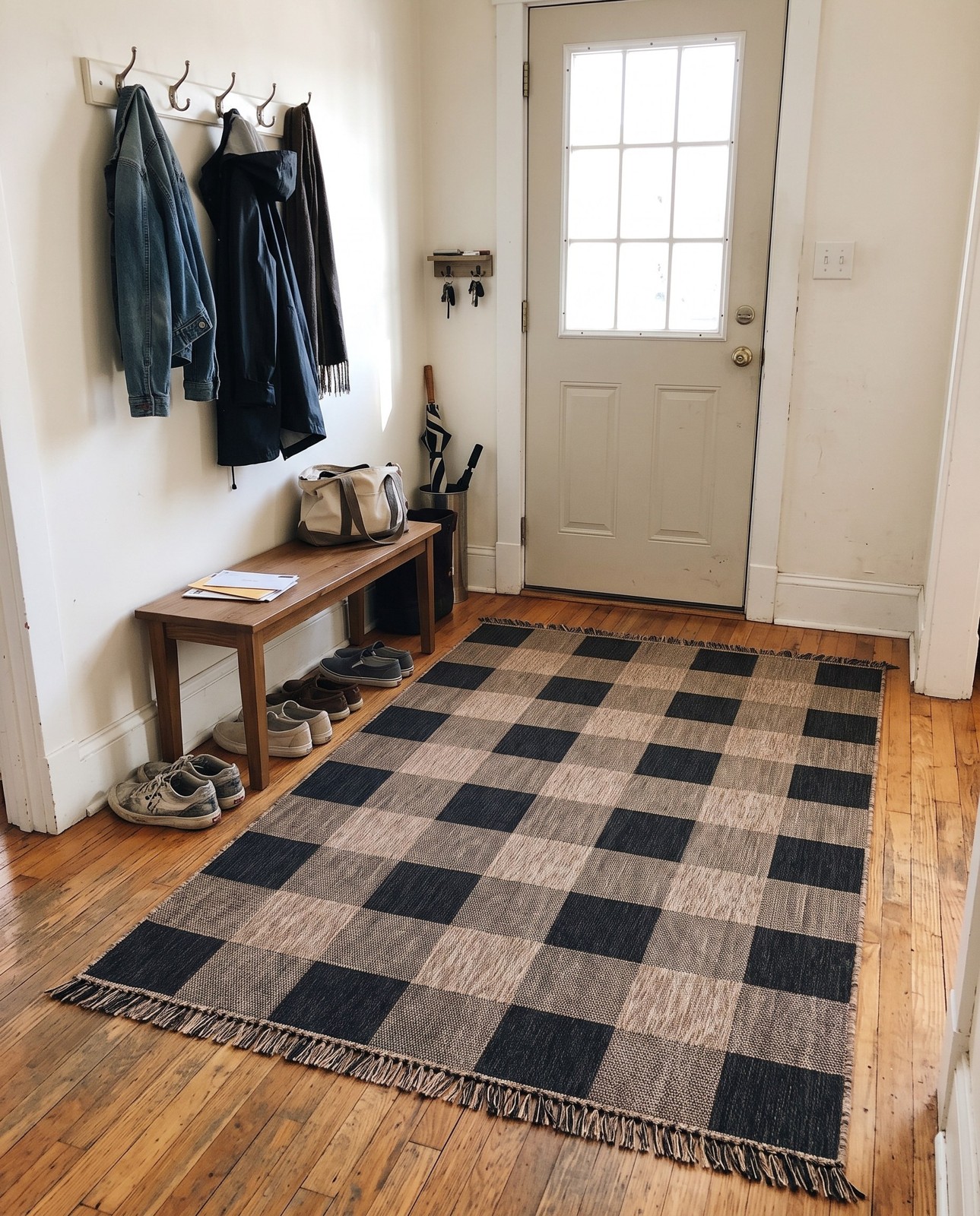 6' x 9' Ramona · Plaid Outdoor Rug, black and brown