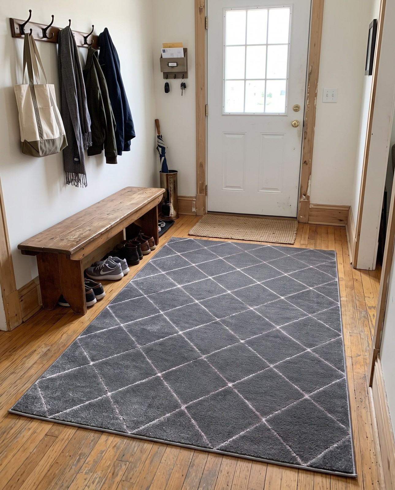 Detail image of 2' x 3' Gilchrist · Diamond rug, gray and silver
