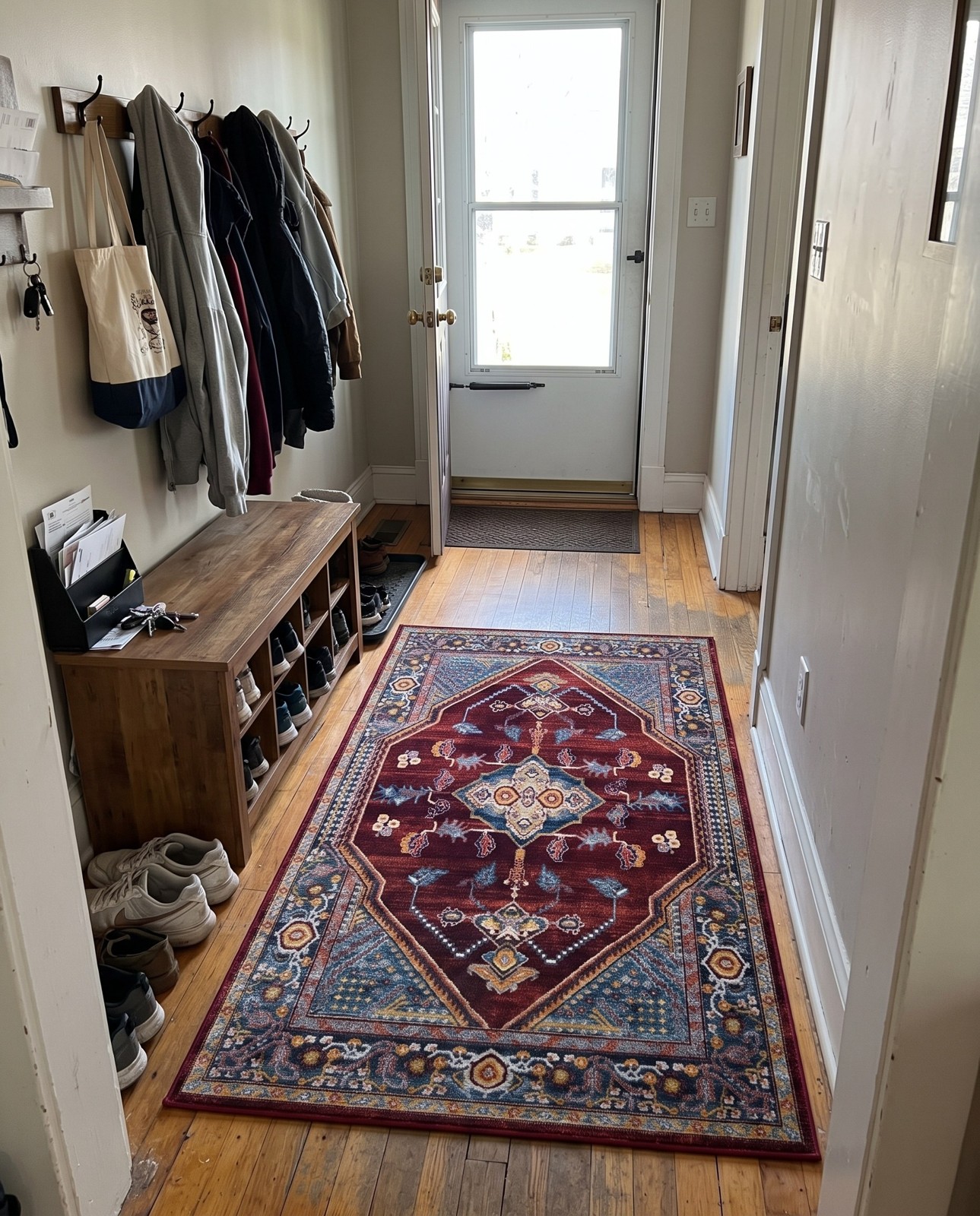 5' 3 x 8' Murray · Border Washable Rug, burgundy red