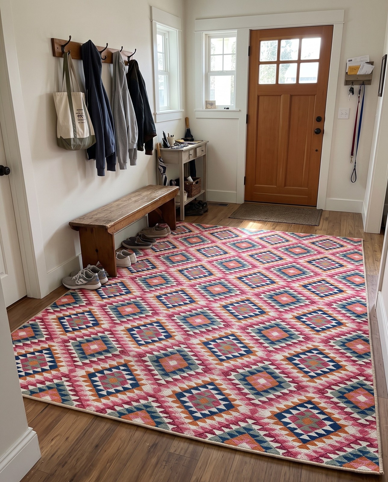 2' x 3' Lomax · Geometric diamond Outdoor Rug, pink and multi