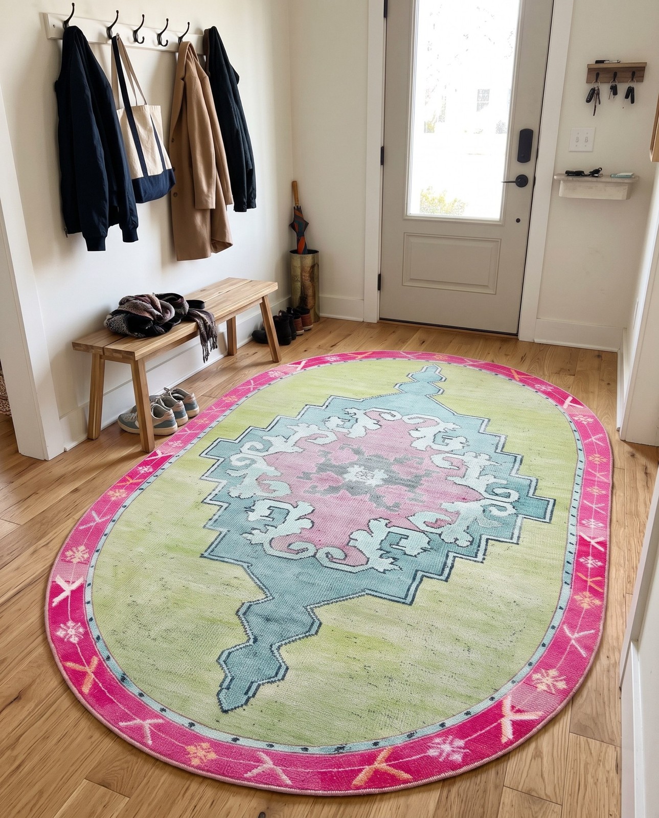 7' 6 x 10' 6 Sanderson · Border Washable Rug, green
