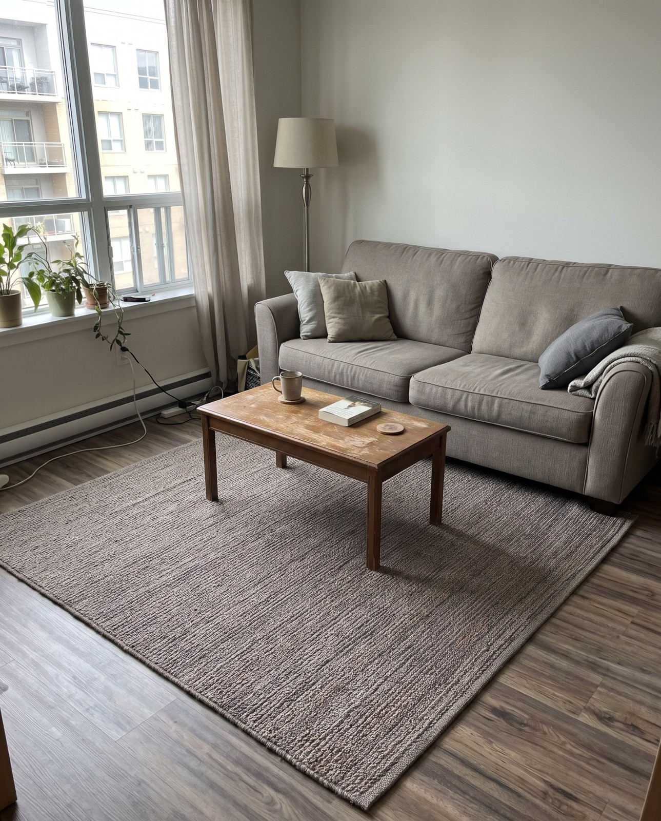 Detail image of 8' x 8' Marlin · Solid Braided Jute Rug, gray