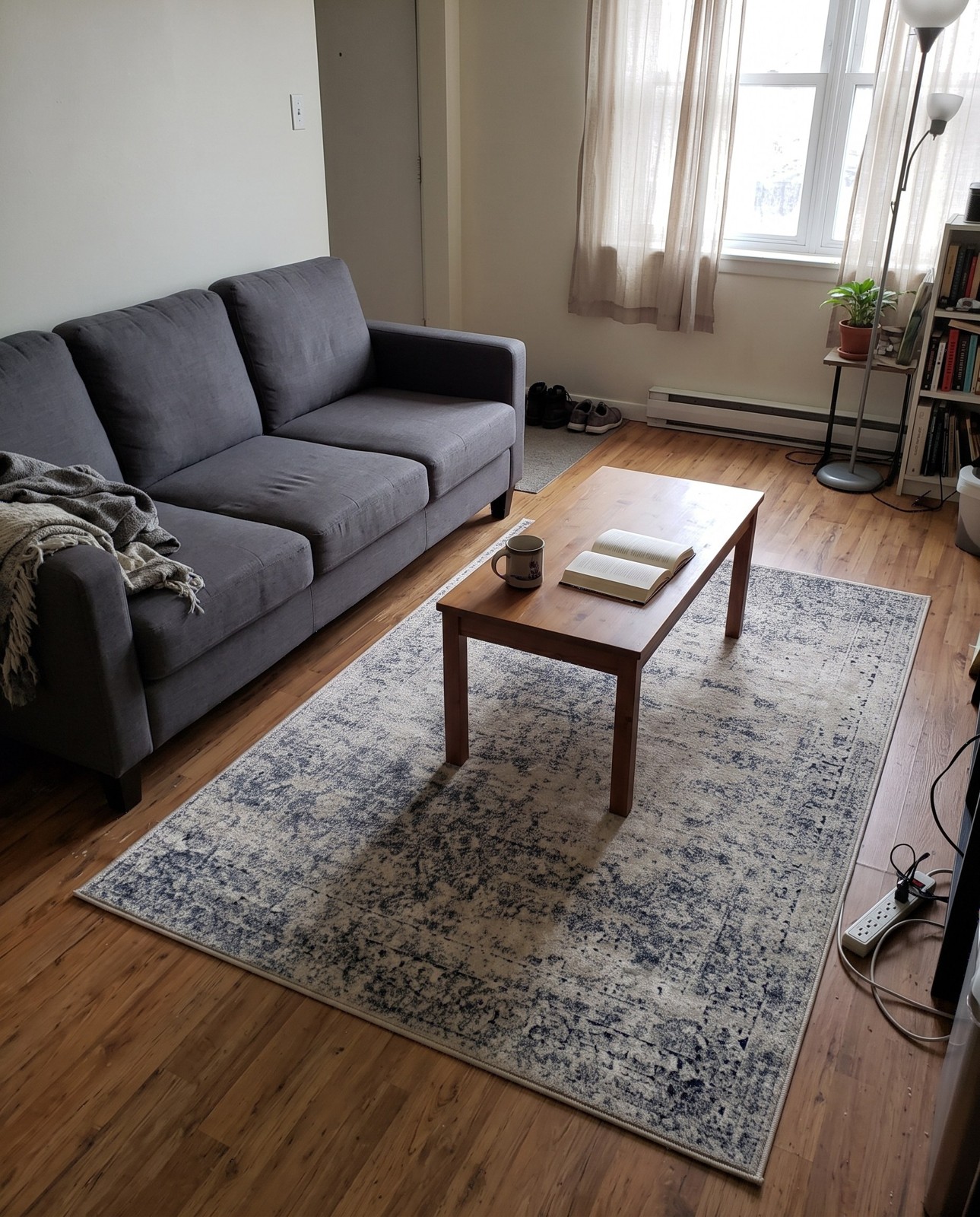 4' x 6' Doyle · Distressed traditional rug, beige and blue