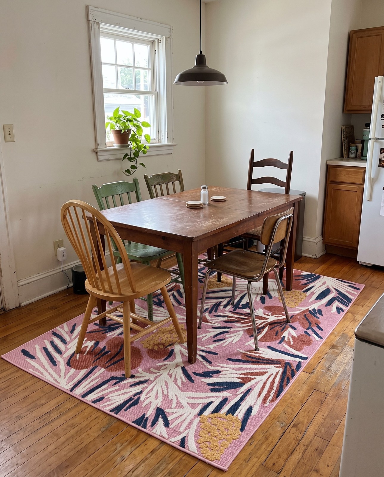 5' x 7' 7 Easton · Tropical botanical Outdoor Rug, pink and terracotta