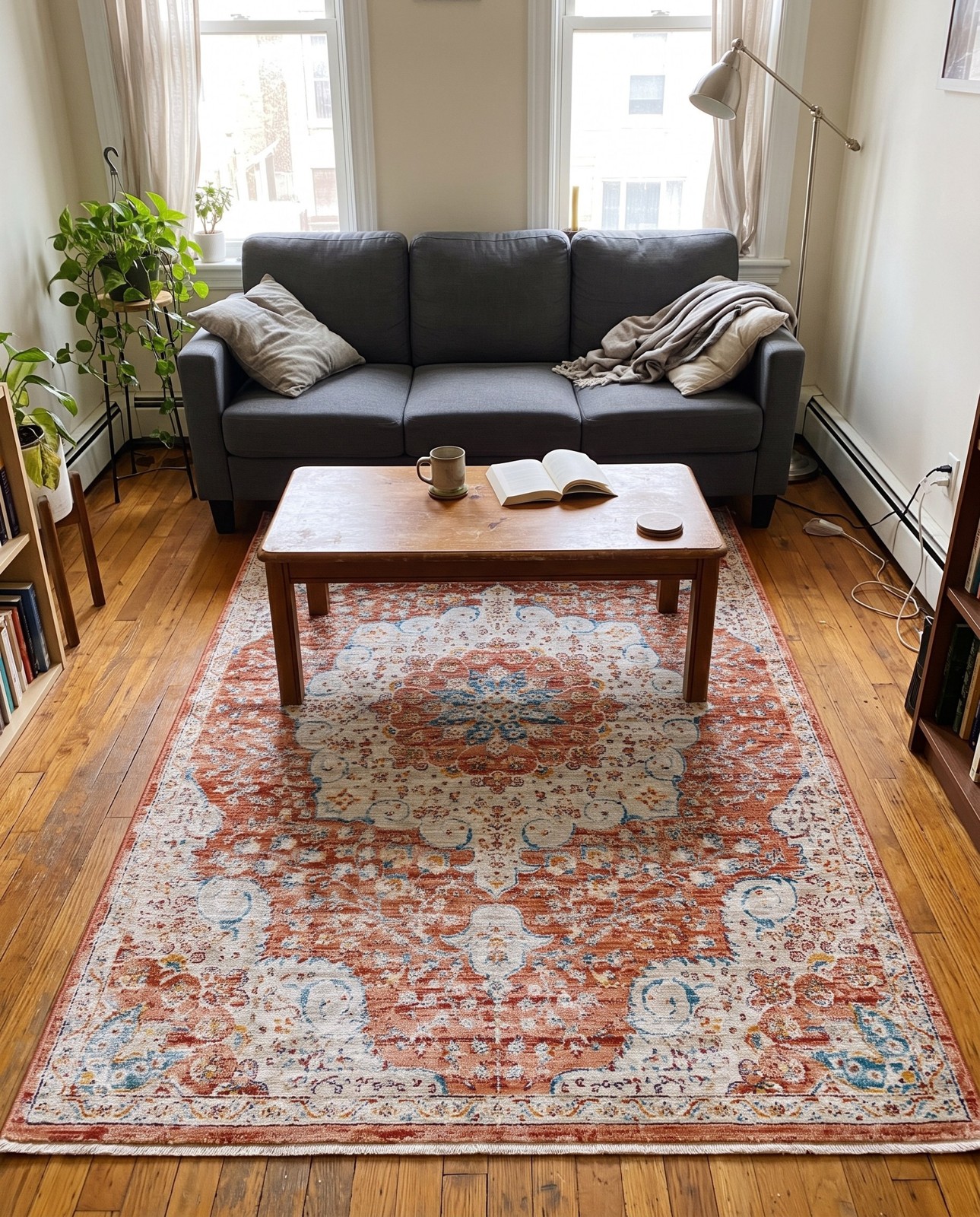 2' x 3' Stanford · Border rug, red