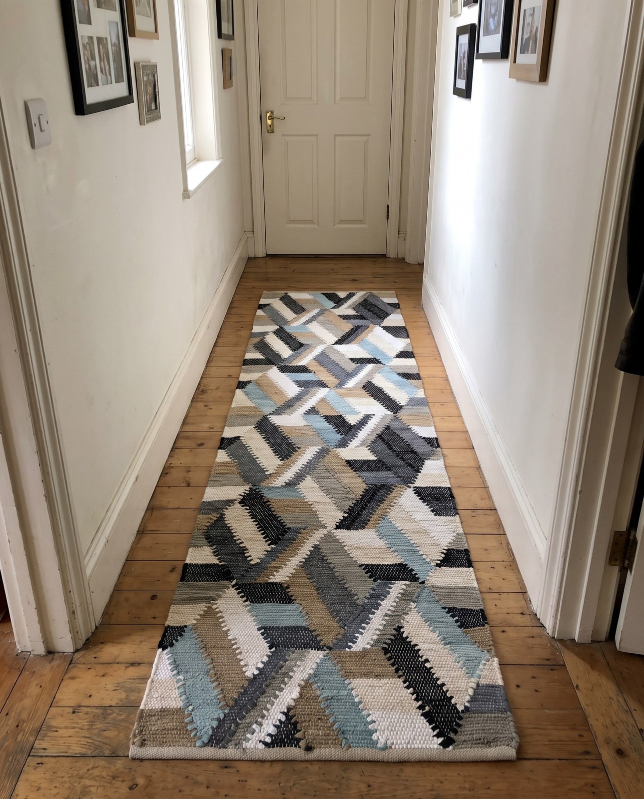 2' x 8' Wasatch · Geometric Chindi Rug, blue