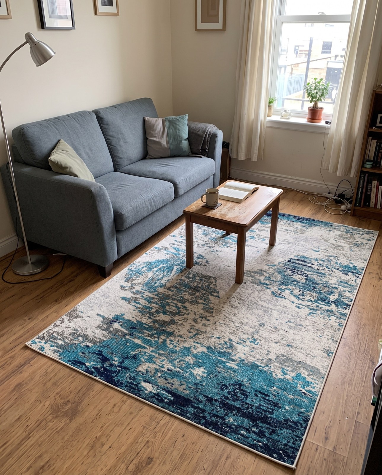 4' x 6' Musgrave · Abstract Washable Rug, blue