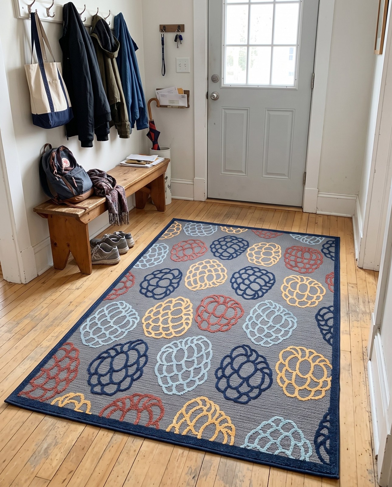 5' x 7' 7 Easton · Geometric Outdoor Rug, gray and multicolor