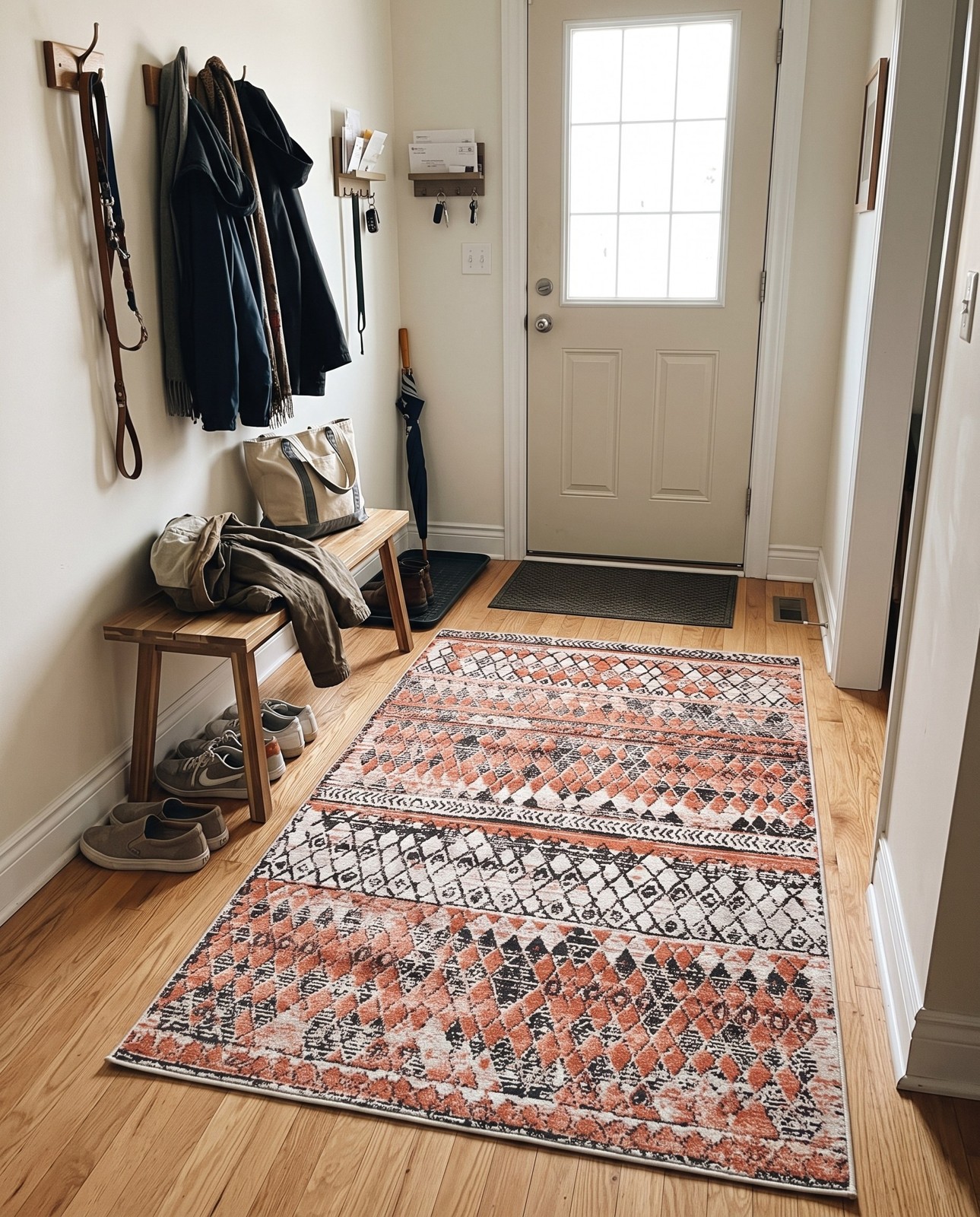 2' 2 x 3' Collier · Diamond rug, salmon
