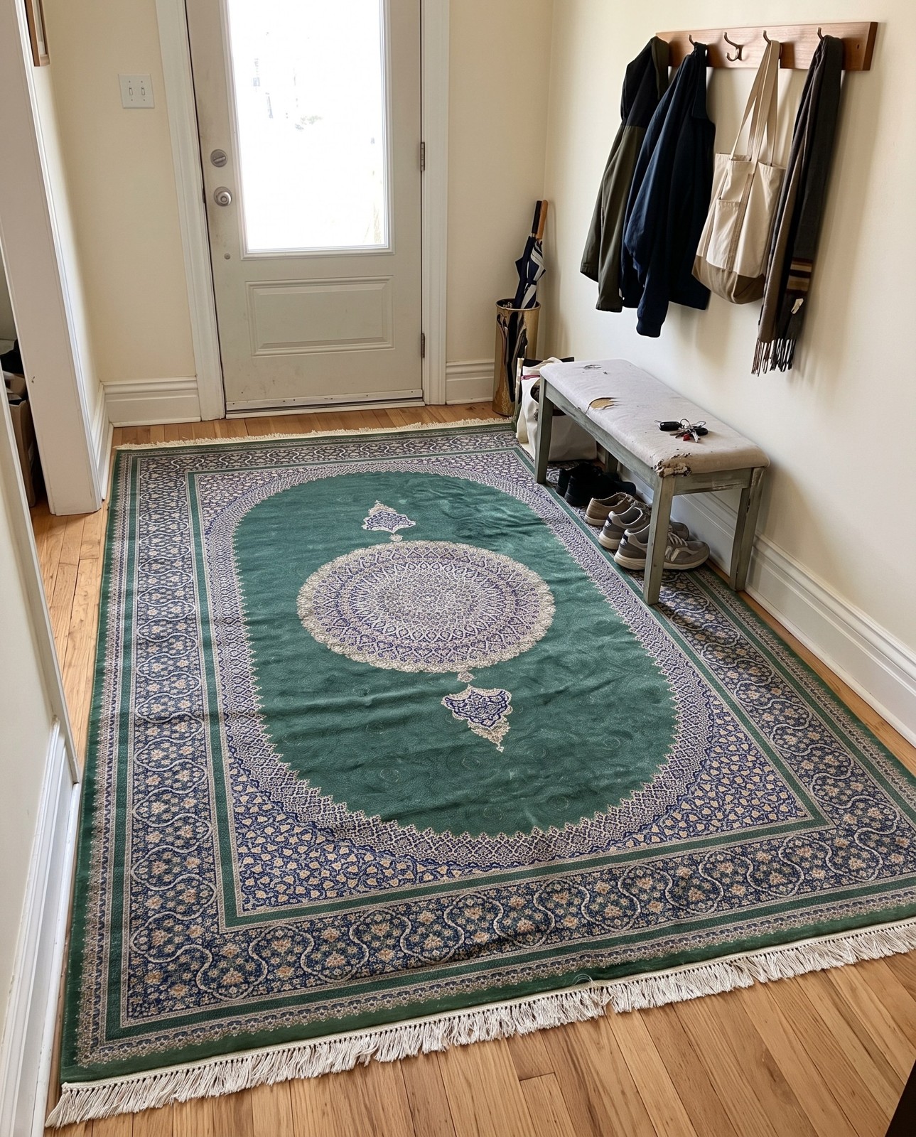 6' 7 x 9' 10 Ryder · Medallion rug, green and navy