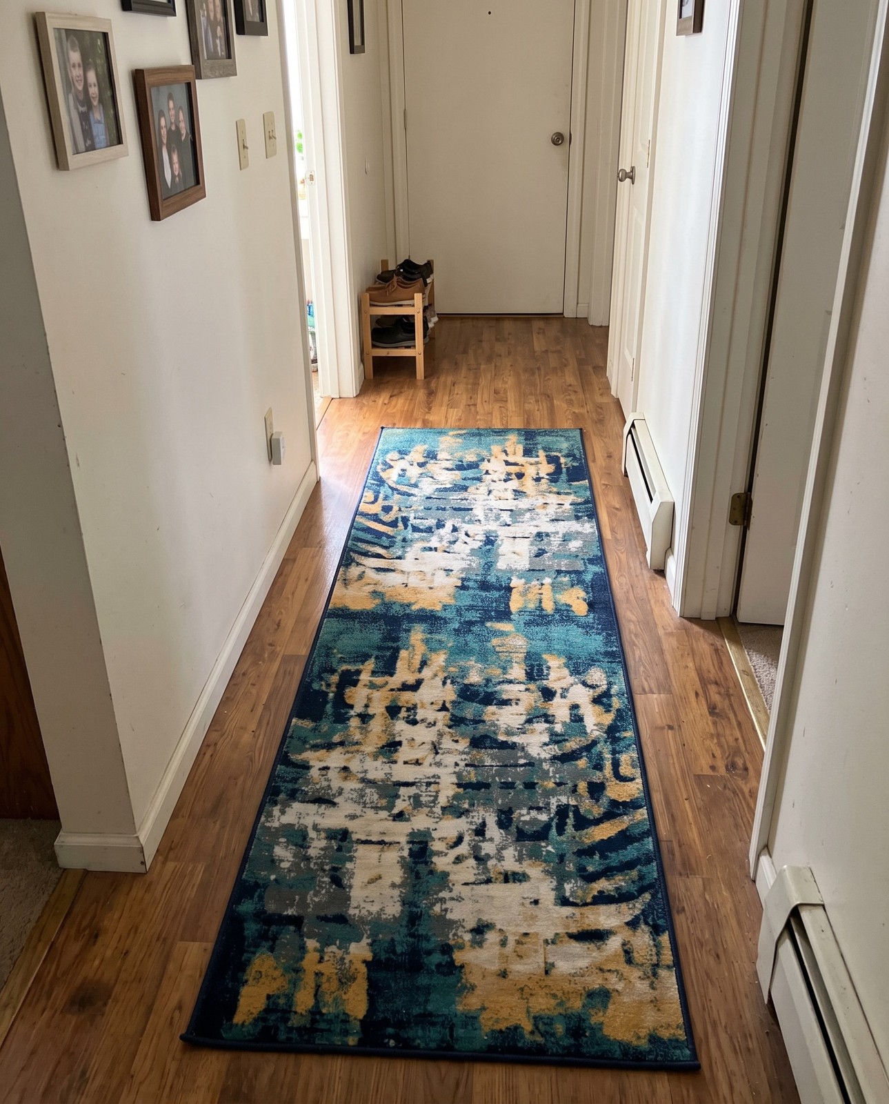 5' x 8' Esher · Abstract rug, navy and beige