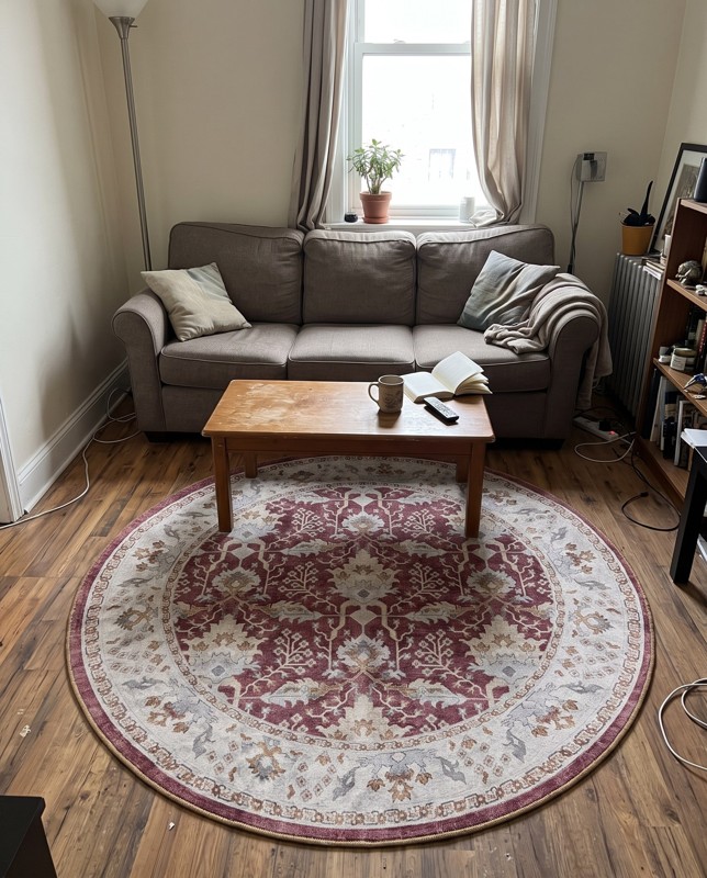 Hobson Persian floral rug, burgundy and ivory, 3×5, in a room